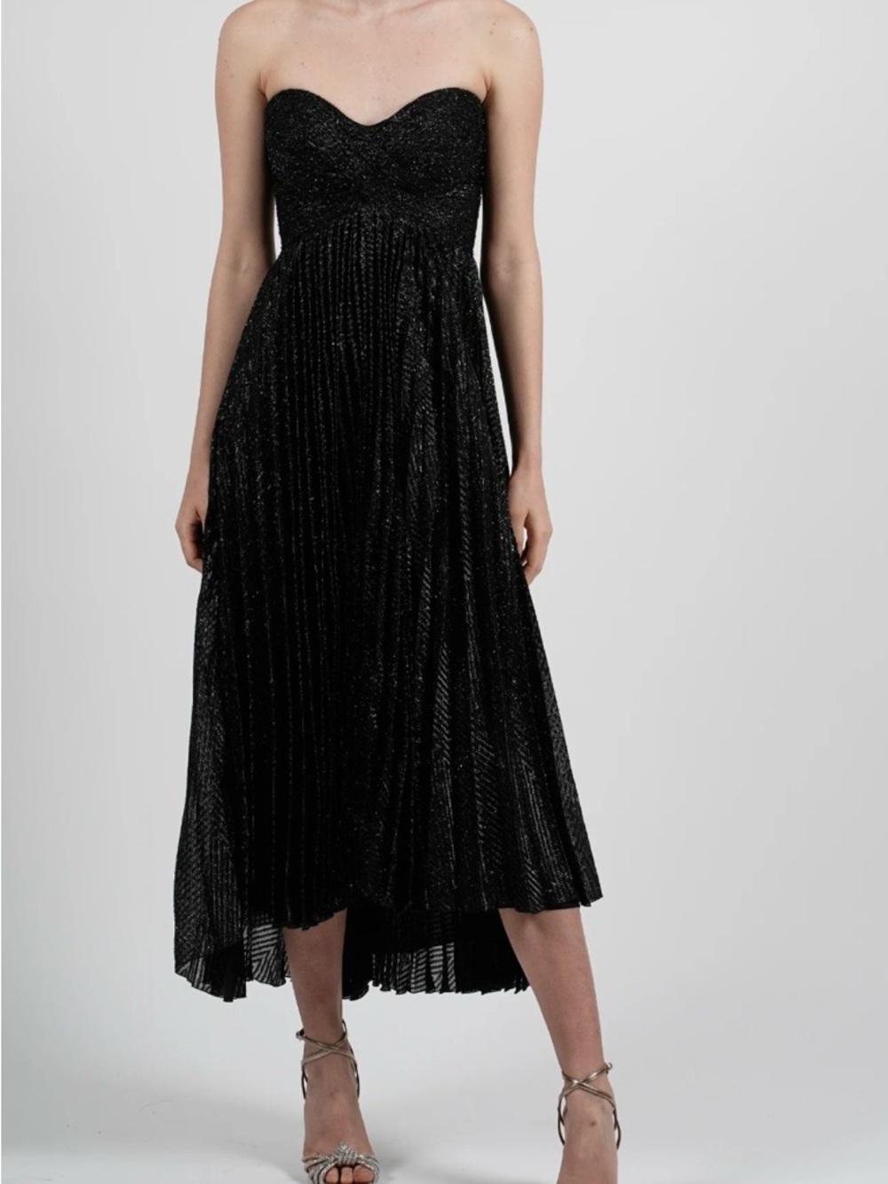 Maria Lucia Hohan Venus Strapless Black Pleated Midi Dress